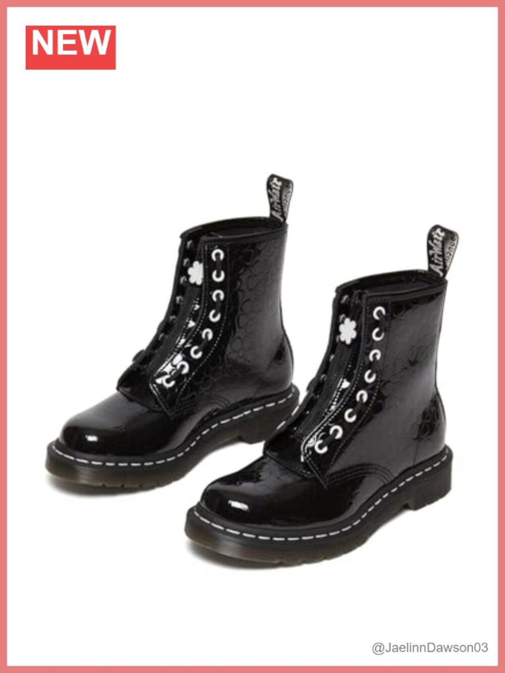 1460 Jungle Patent Lamper Lace-Up Ankle Bootie with Flower Zip